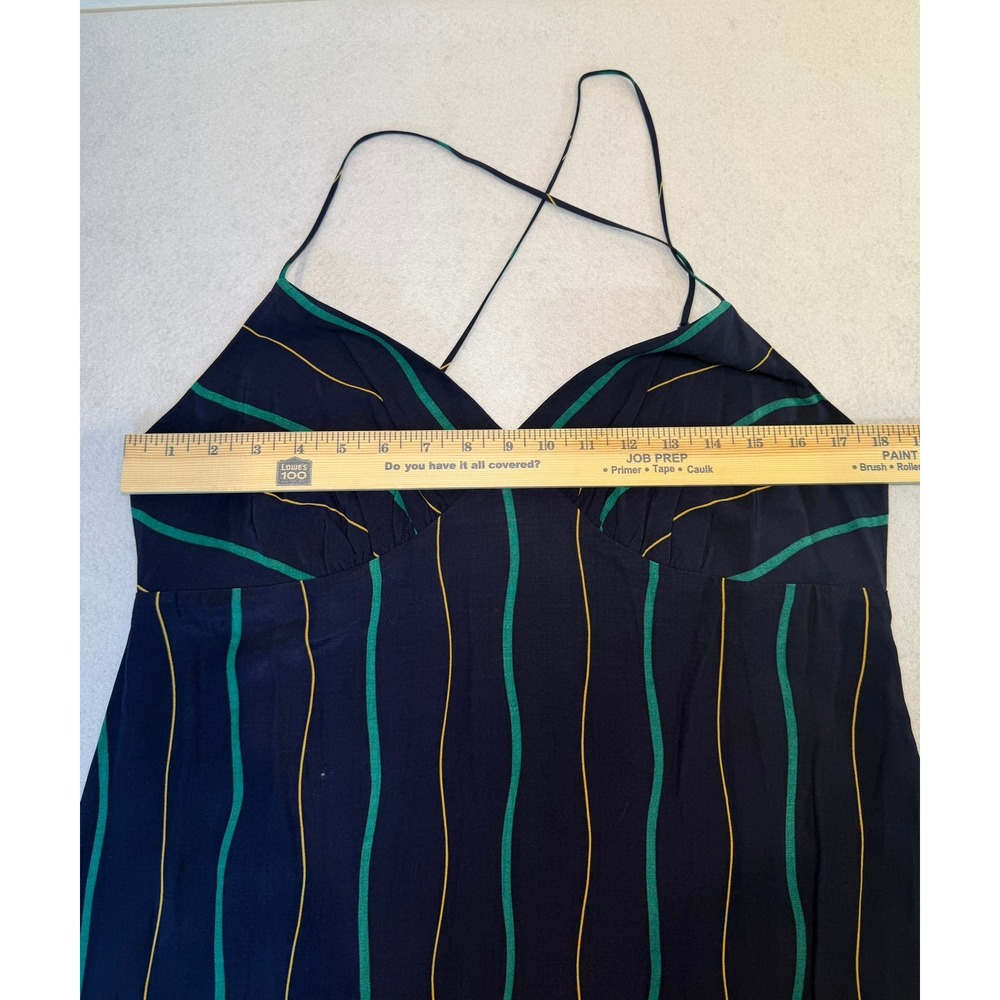 Madewell Navy Blue Striped Slip Midi Dress V-Neck Cross Back Size 14 NEW - Picture 6 of 12
